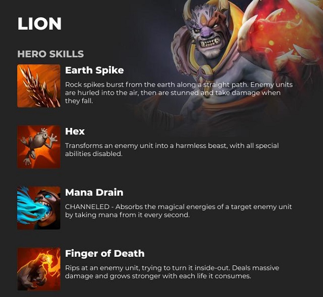 Thông tin chi tiết kỹ năng của Lion