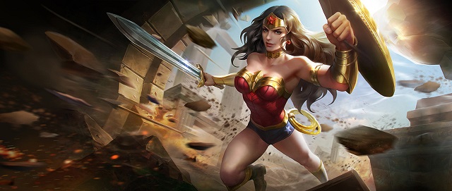 Wonder Woman lao tới tấn công kẻ địch mạnh mẽ